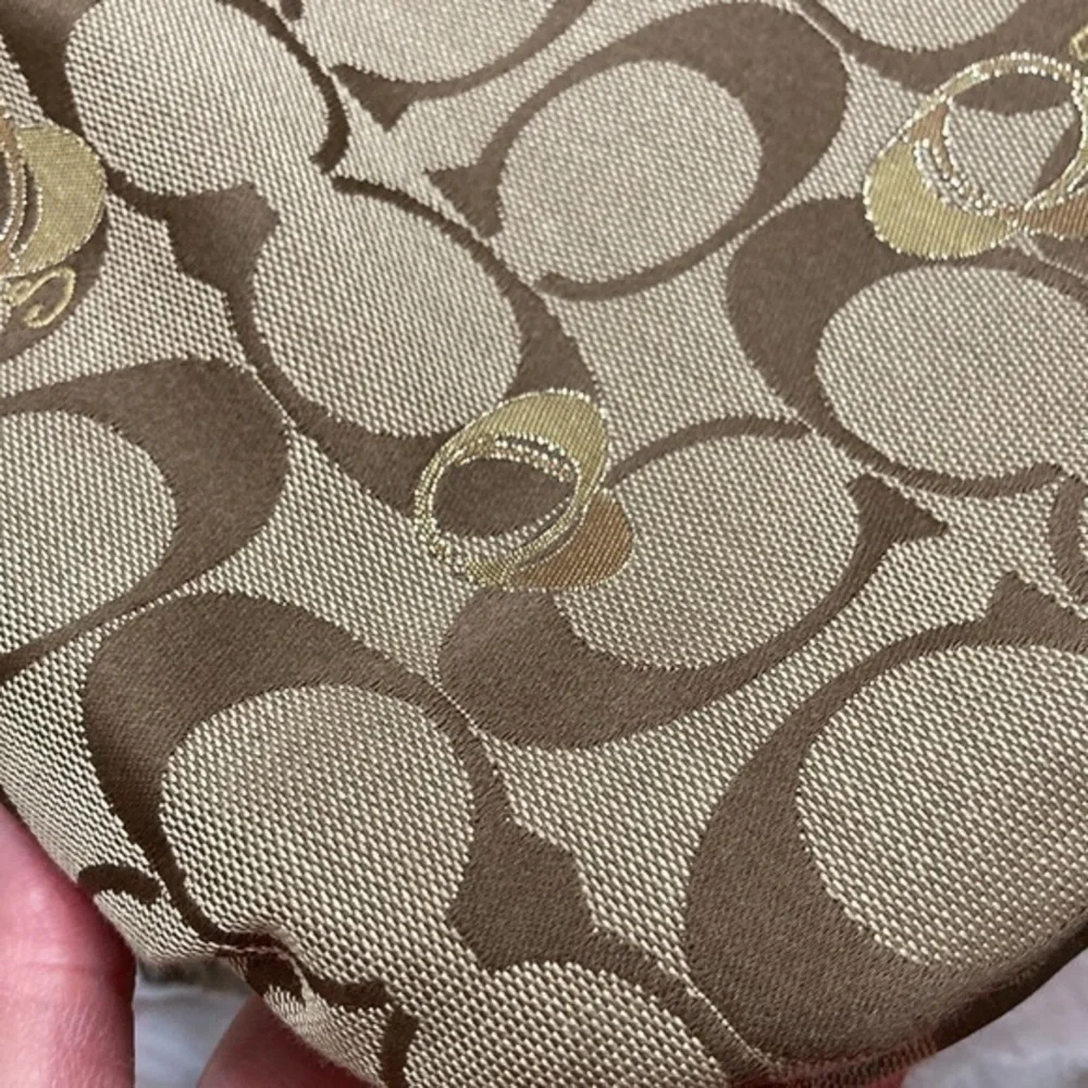 Coach vintage y2k signature poppy brown signature c tote bag gold hearts RARE
